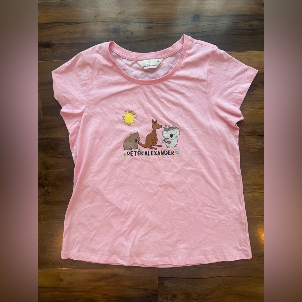 Peter Alexander Pink Graphic Animal Shirt Women’s Medium –Koala Kangaroo Wombat